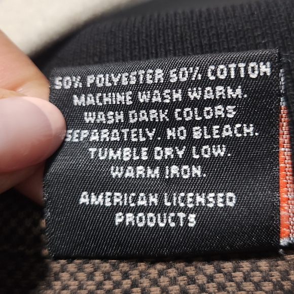 HARLEY-DAVIDSON Polo Shirt Mens Medium Brown Black Logo Biker Casual Retro Dad - Picture 10 of 11